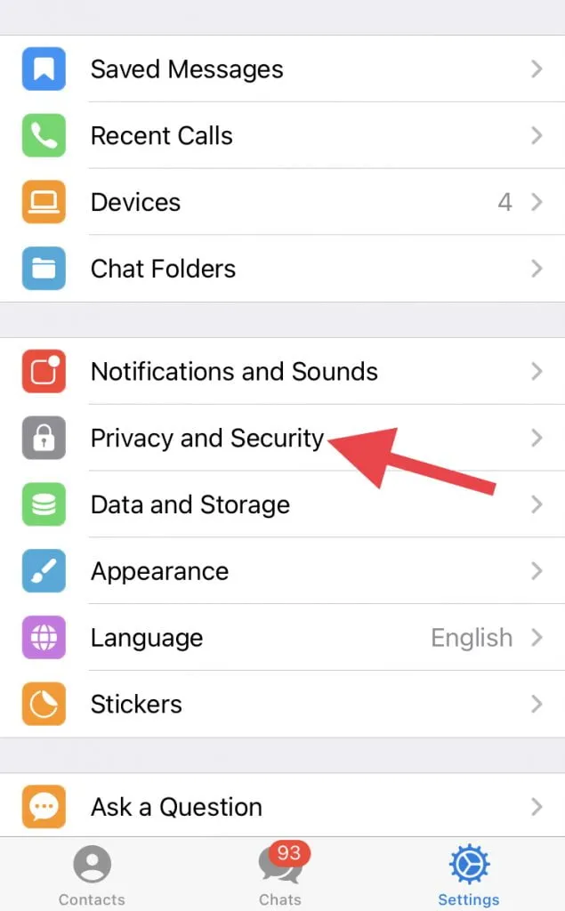 Setting ထဲက Privacy and Security ကို ရွေးလိုက်ပါ